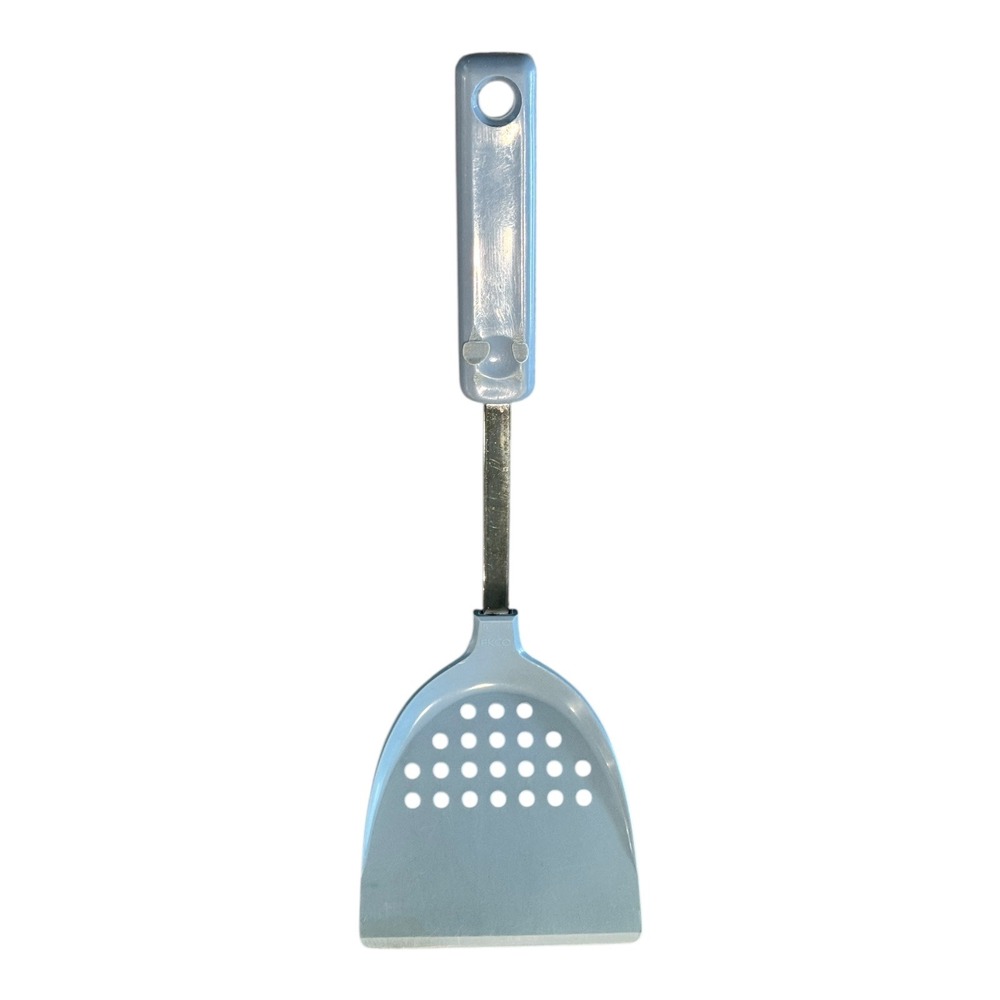 EKCO Slotted Spatula Turner Kitchen‎ Utensil Gray Metal Handle Holes Perforated